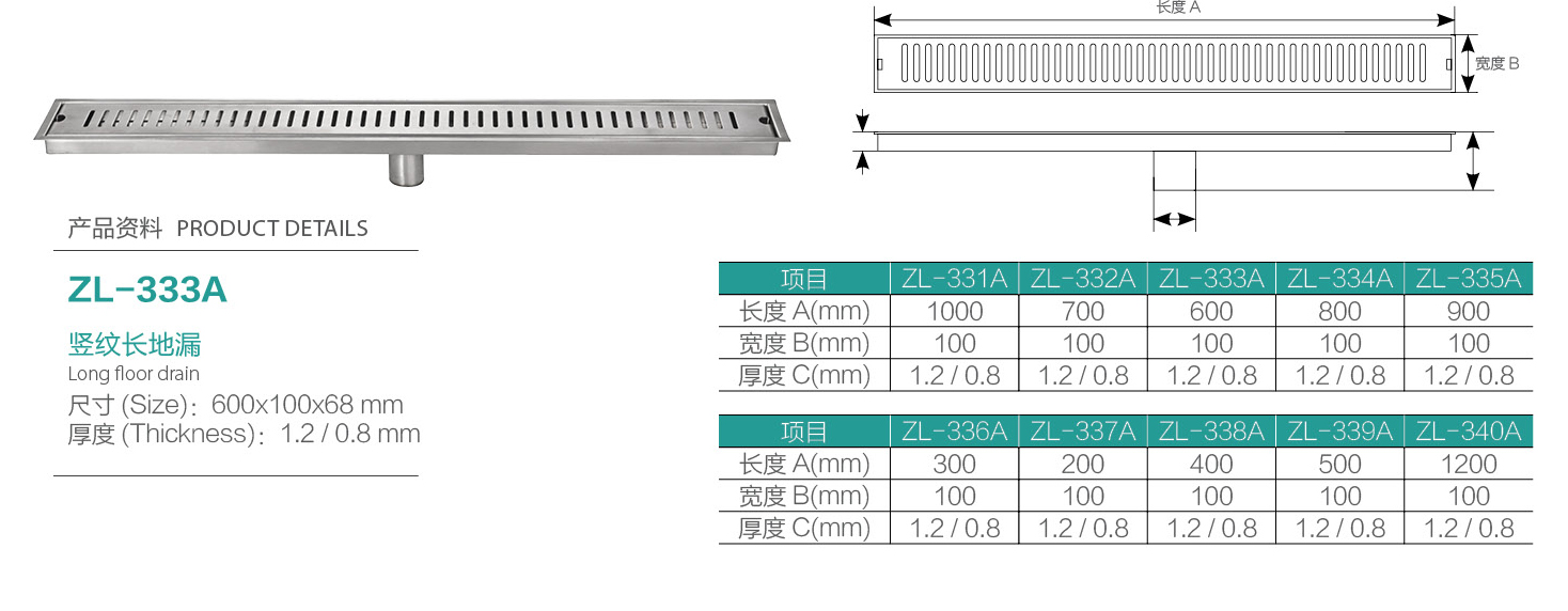 豎紋長地漏ZL-333A